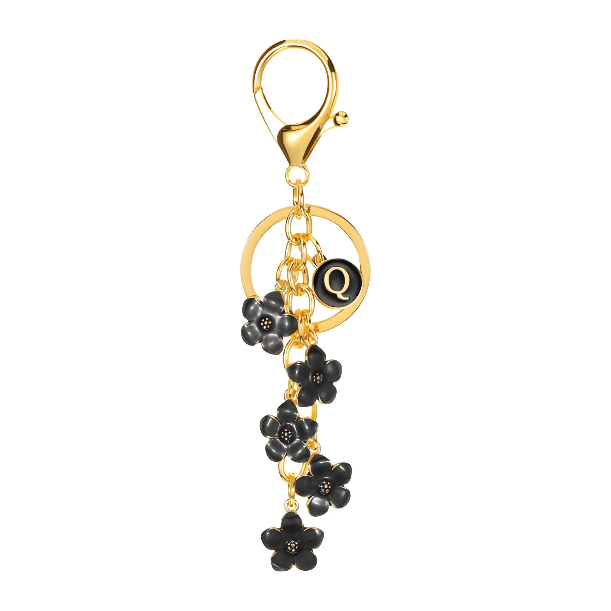 [v2] Daisy Flower Initial Letter - Bag Charm (Black) 17