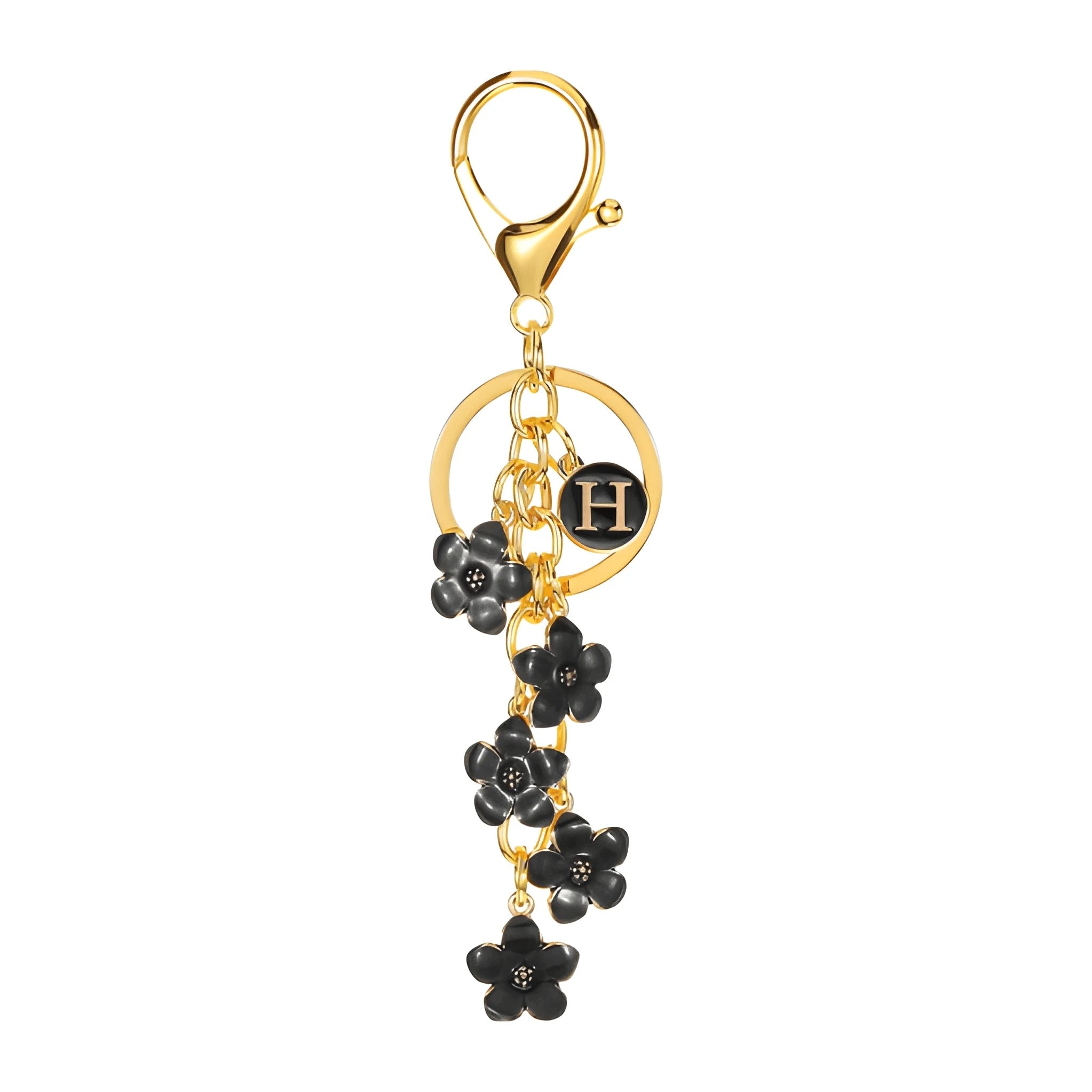 [v2] Daisy Flower Initial Letter - Bag Charm (Black) 8