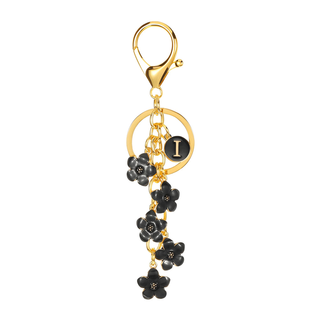 [v2] Daisy Flower Initial Letter - Bag Charm (Black) 9