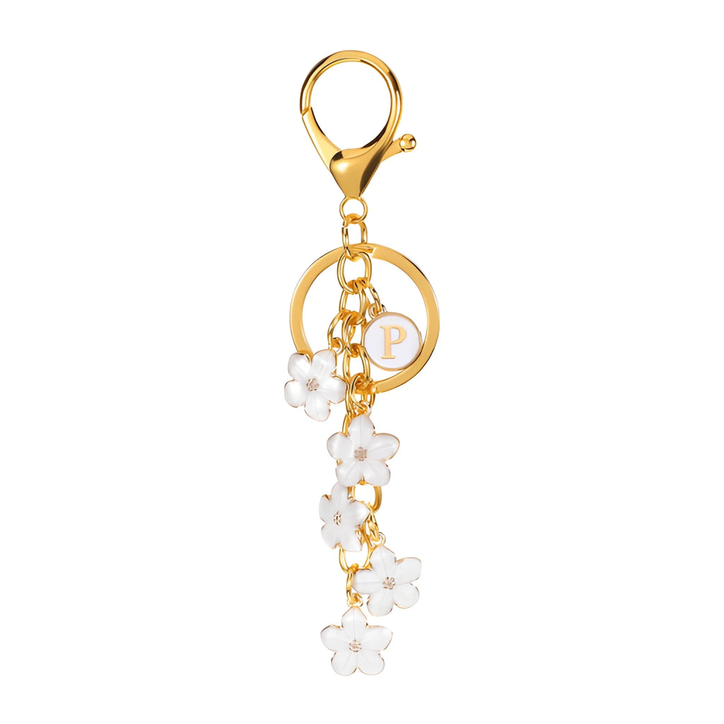 [v2] Daisy Flower Initial Letter - Bag Charm (White) 16