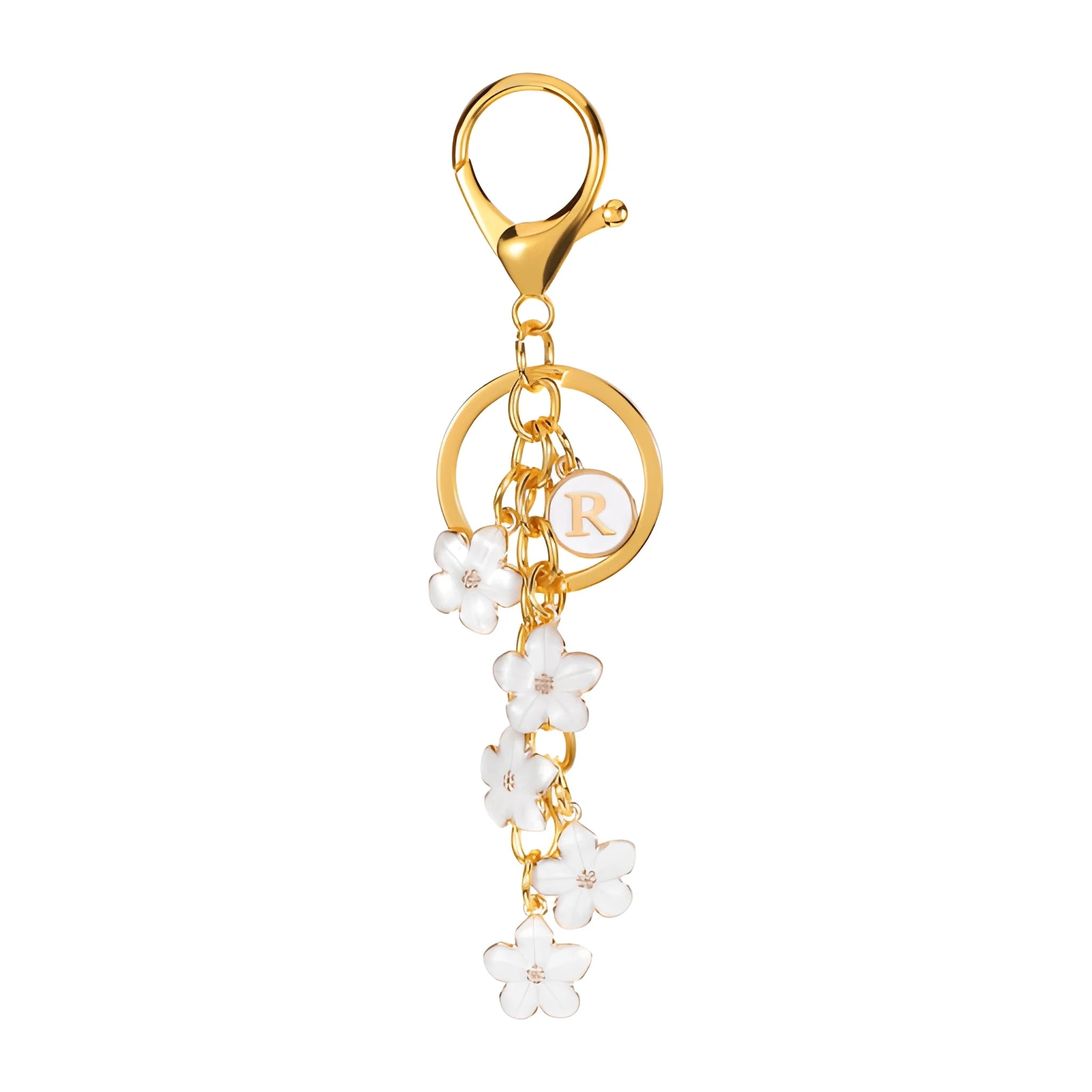 [v2] Daisy Flower Initial Letter - Bag Charm (White) 18