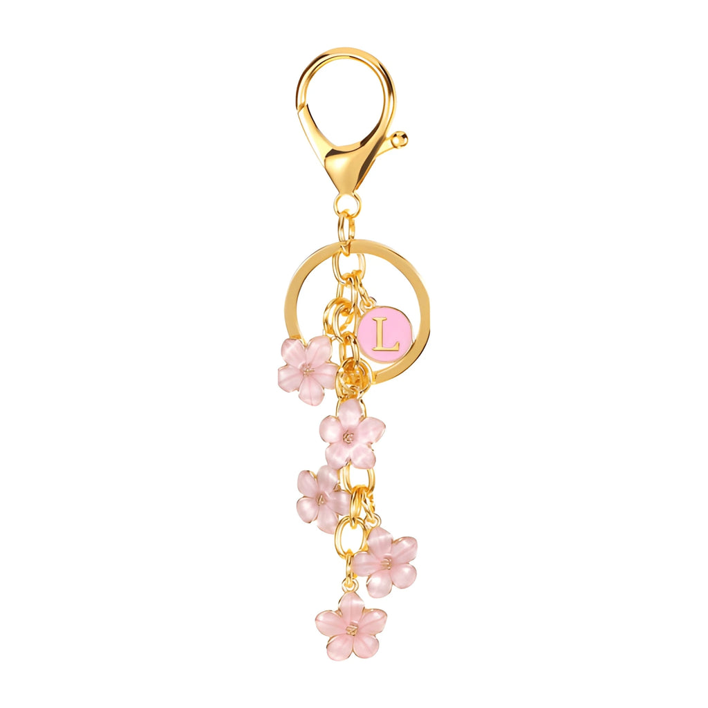 [v2] Daisy Flower Initial Letter - Bag Charm (Pink) 12