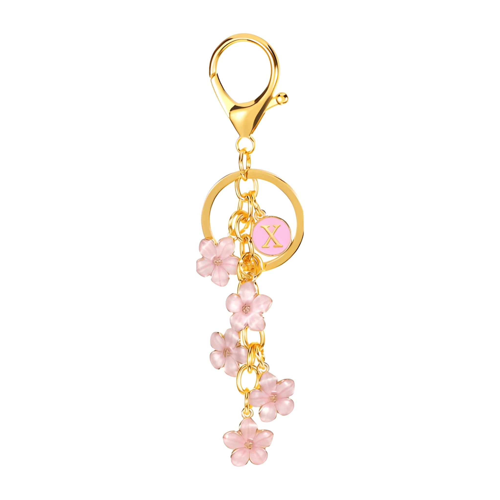 [v2] Daisy Flower Initial Letter - Bag Charm (Pink) 24