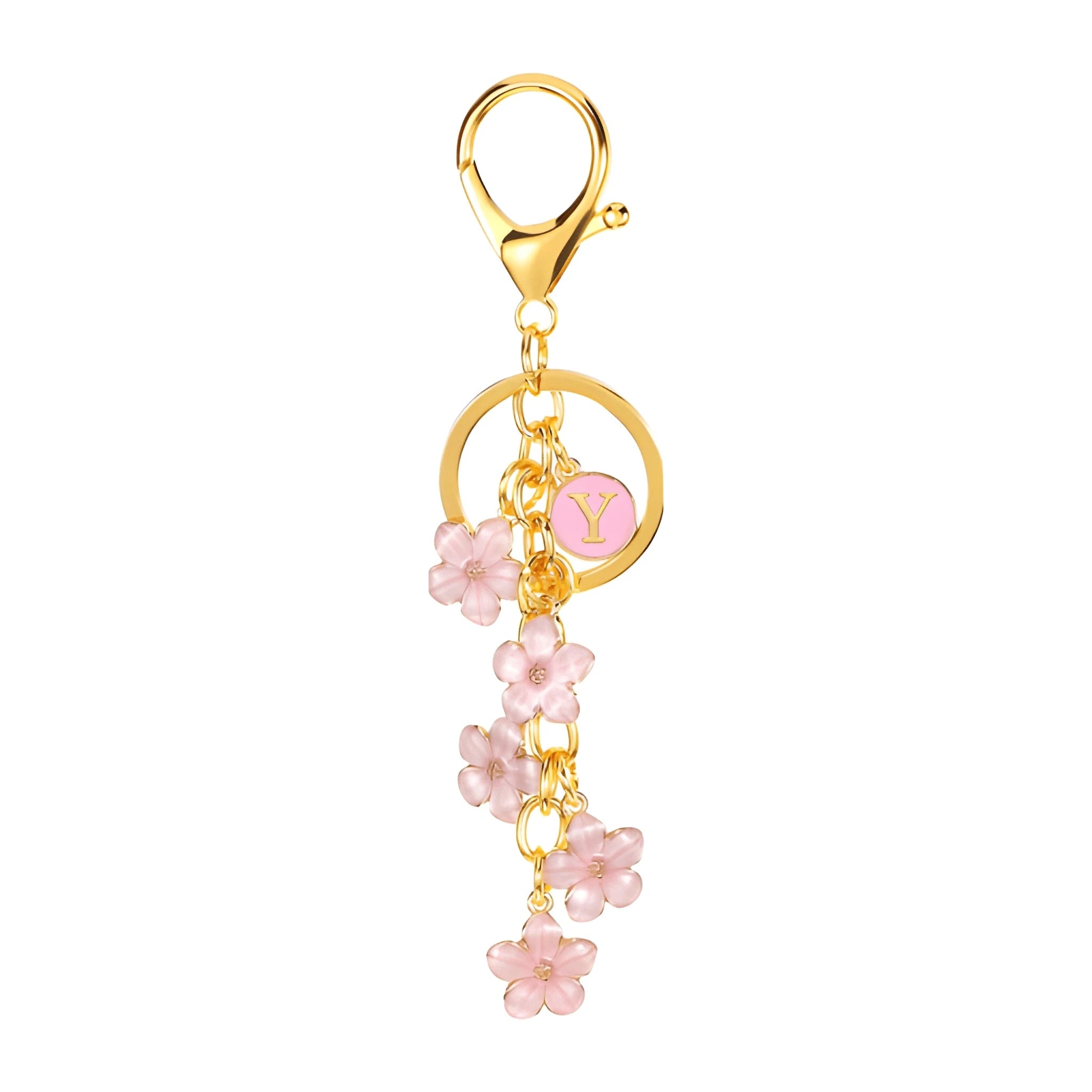 [v2] Daisy Flower Initial Letter - Bag Charm (Pink) 25